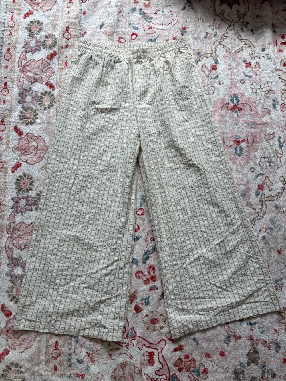 Sincerely Jules Cream Pants with Tan Pinstripes